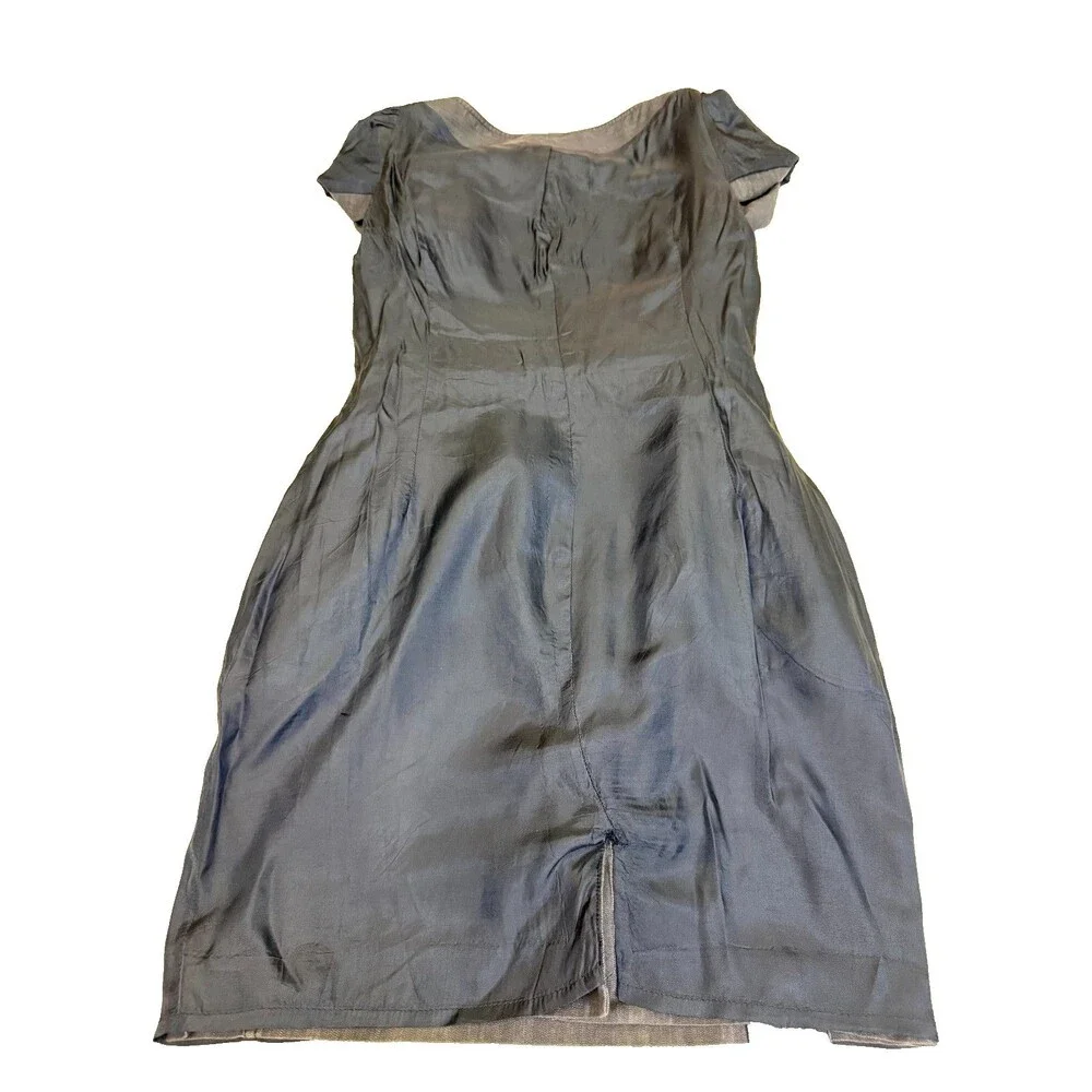 Karen Millen Navy Cotton Belted Asymmetric Zip Pockets Denim Dress Sz 6
